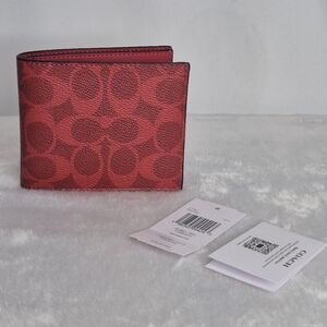 Coach BOLD RED Signature Wallet Card Holder